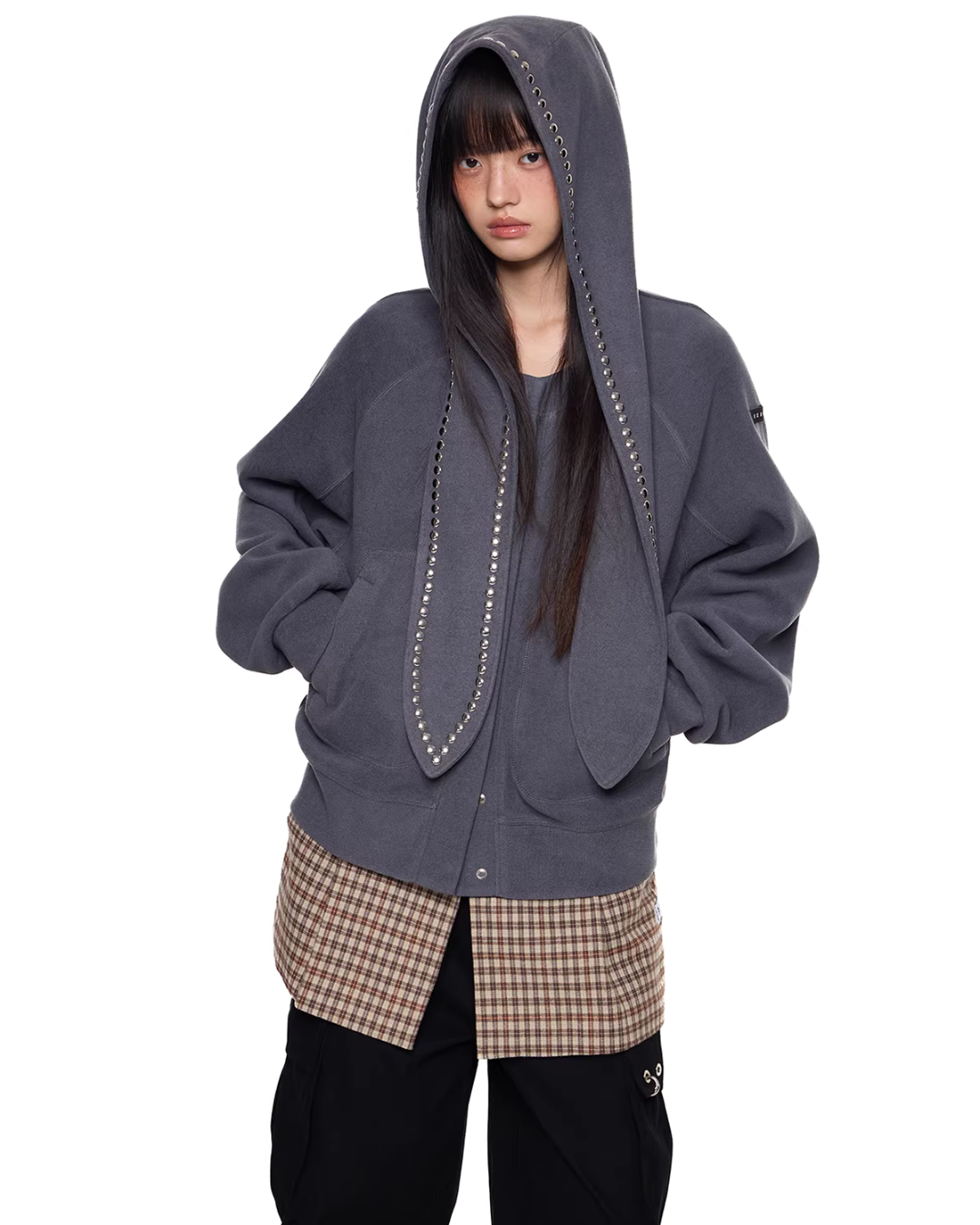Rabbit Ear Studded Hoodie EZK0098