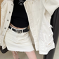 Loose Damaged Jacket / Trapezoidal Mini Skirt VCY0062