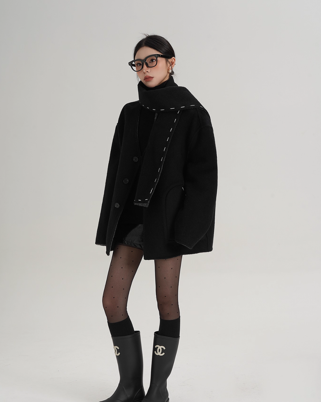 Scarf Mid-Length Wool Coat SRS0383