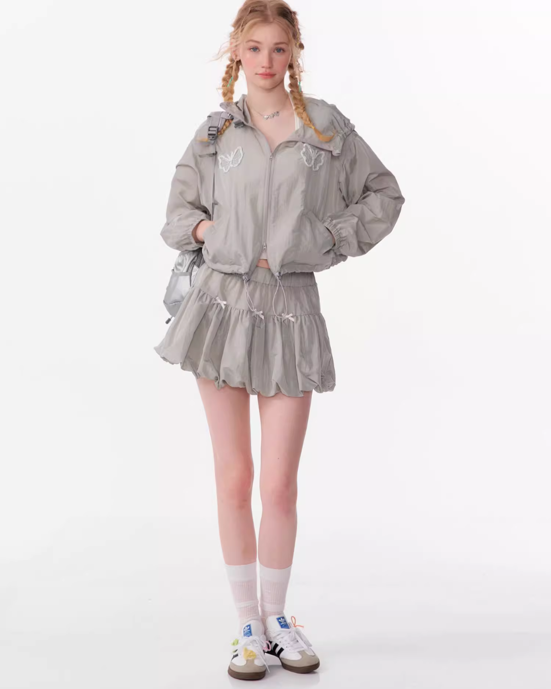 Butterfly Nylon Jacket / Nylon Pants / Pumpkin Mini Skirt ZZF0358