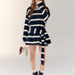 Border Half Button Dress ASG0018