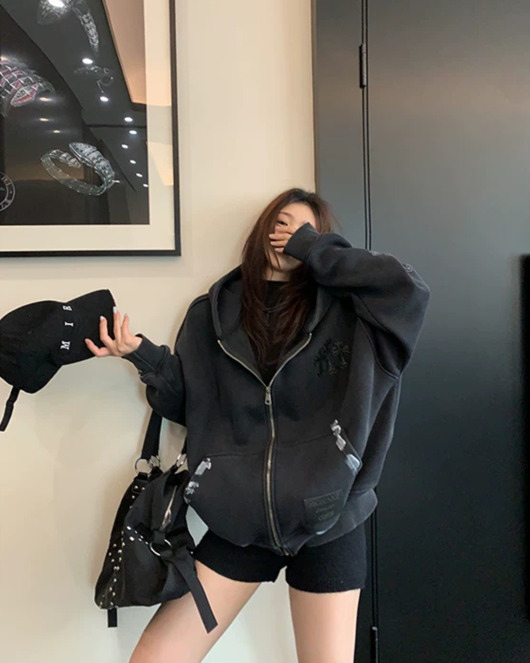 Chrome Hearts Style Zip-Up Hoodie YLS1074
