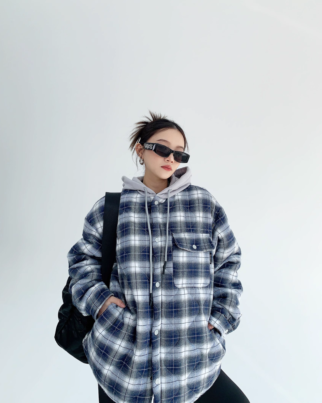 Oversized Quilted Plaid Jacket YLS0462