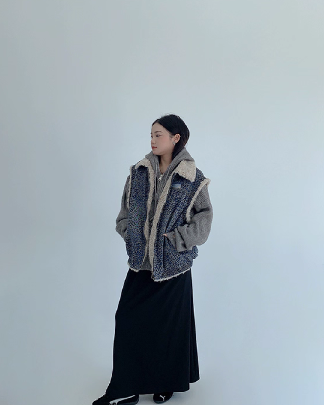 Vintage Denim Sherpa Vest YLS0998