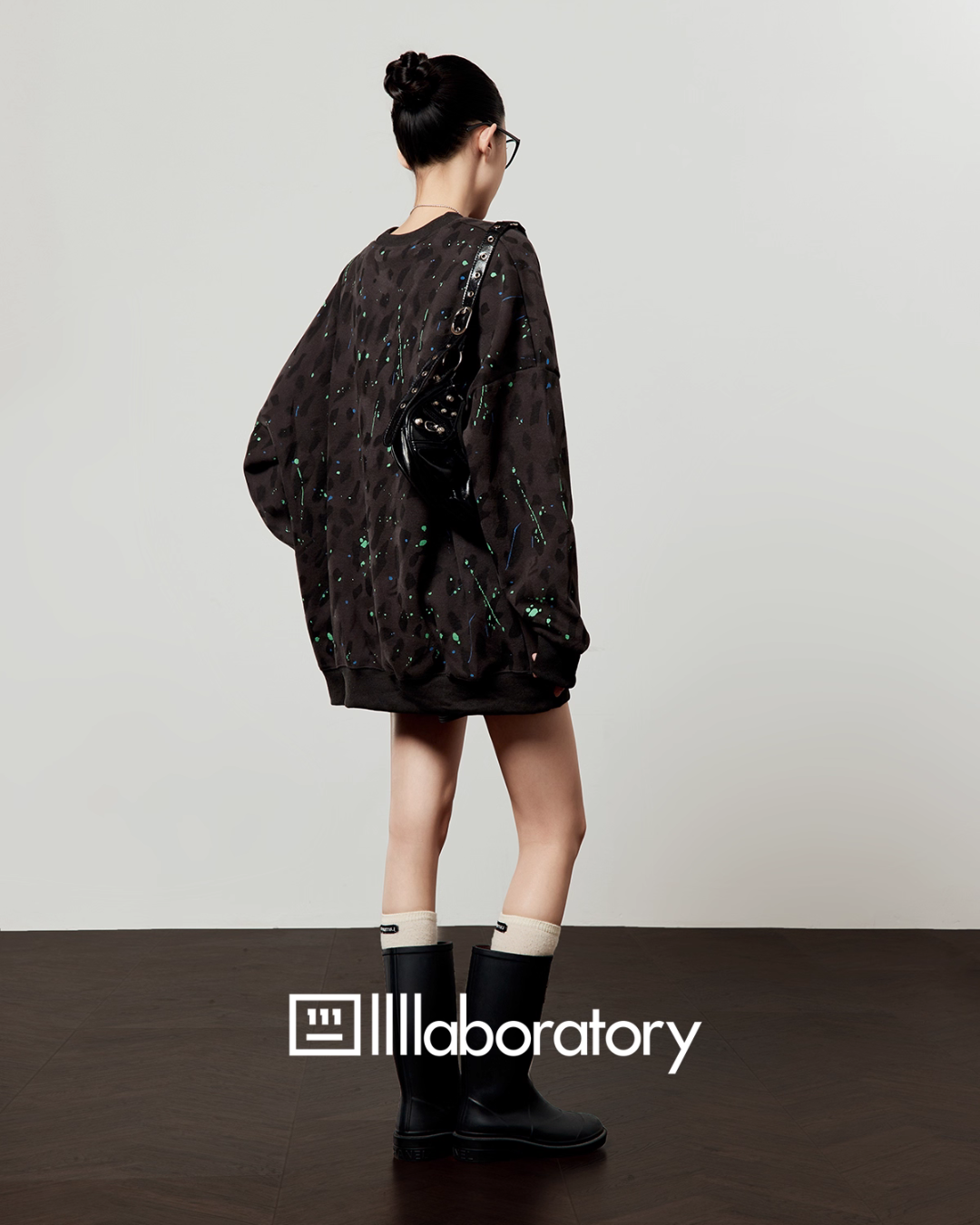 Leopard Round Neck Top / Leather Skirt LLA0547