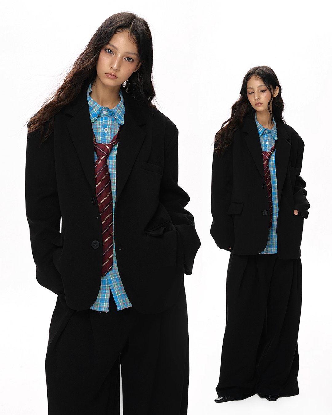 Textured Minimalist Blazer / Wide Pants VAT0018