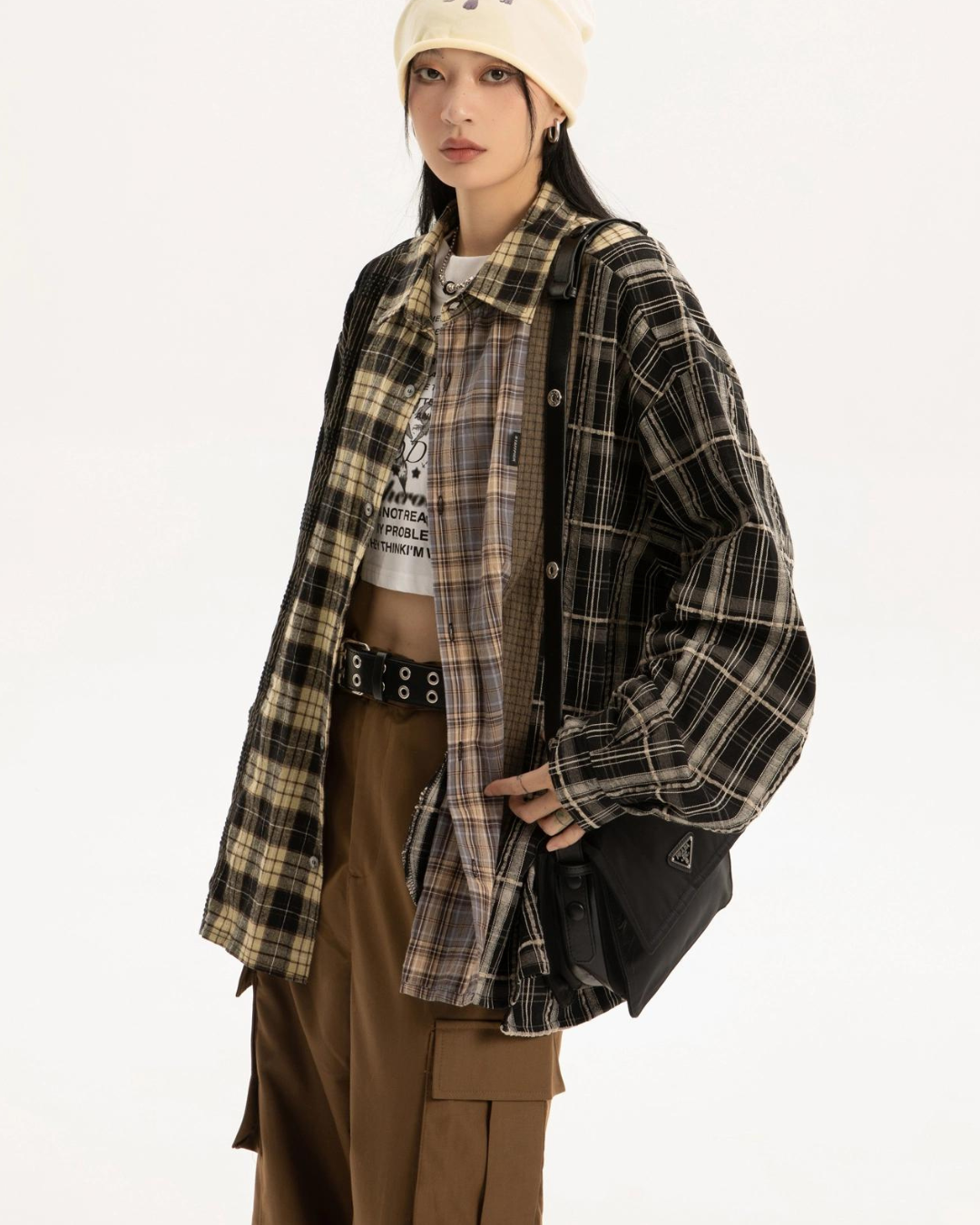 Vintage Plaid Big Shirt EZK0018