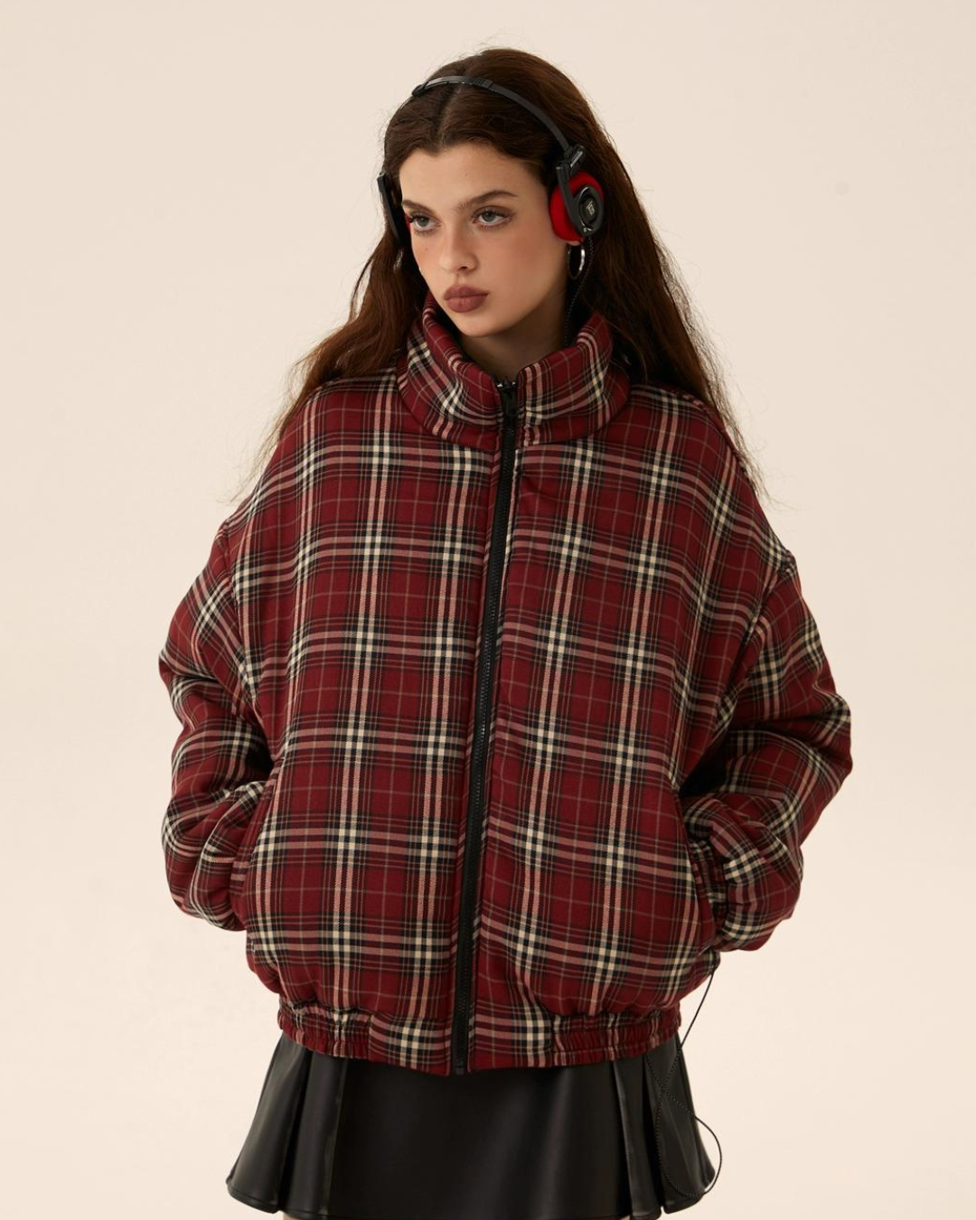 Plaid Down Jacket EZK0030