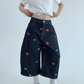 Heart Embroidery Design Wide Denim Pants YLS0851