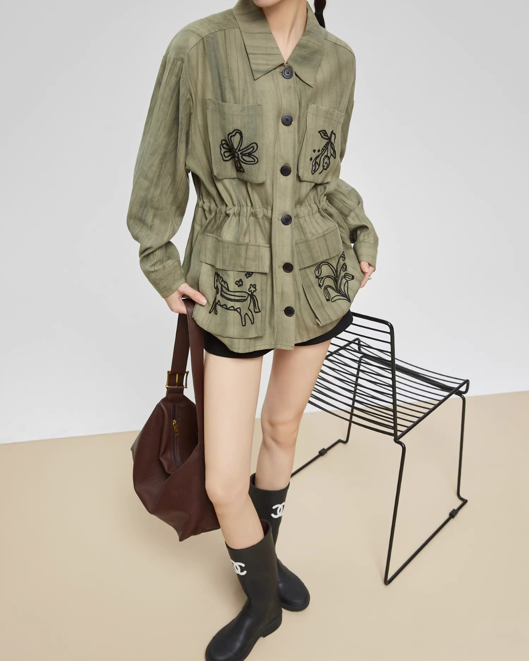 Retro Green Embroidered Shirt FER0045