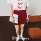 Ribbon Print T-Shirt / A-Line Mini Skirt LLA0486