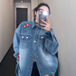 Flower Embroidered Denim Shirt YLS0759