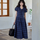 Checkered Long Flare Dress SMS0024