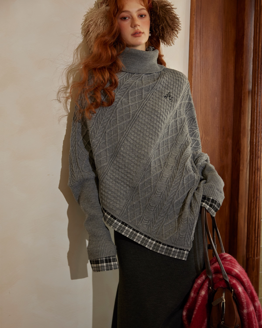 Cable Knit Poncho ASG0055