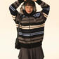 Retro Turtleneck Border Cardigan EZK0002