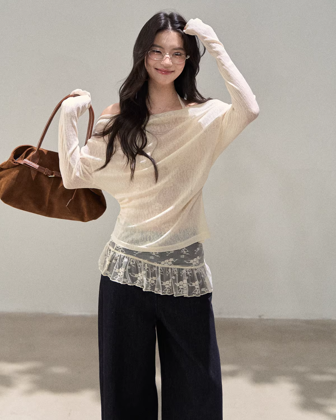 Lace Off Shoulder Knit Tops WDB0020