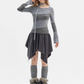 Diagonal Design Top with Choker ZZF0362