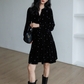 French Star Embroidery Velvet Dress VAS0128