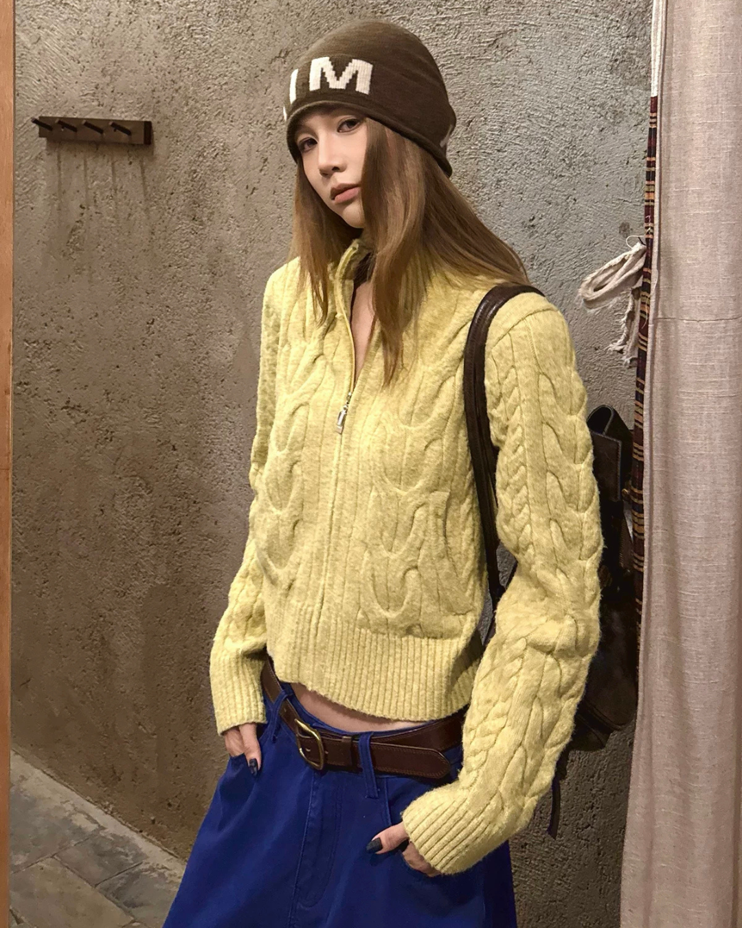 Stand Neck Cable Knit Jacket WWP0021