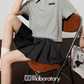 Polo Knit Relax Tops / Stripe Pleated Skirt LLA0490