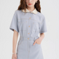 French Collar Denim Dress LSN0006