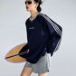 Vintage Striped Crew Neck Tops ICM0058