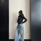High-Neck Hooded Zip-Up Hoodie YLS1057