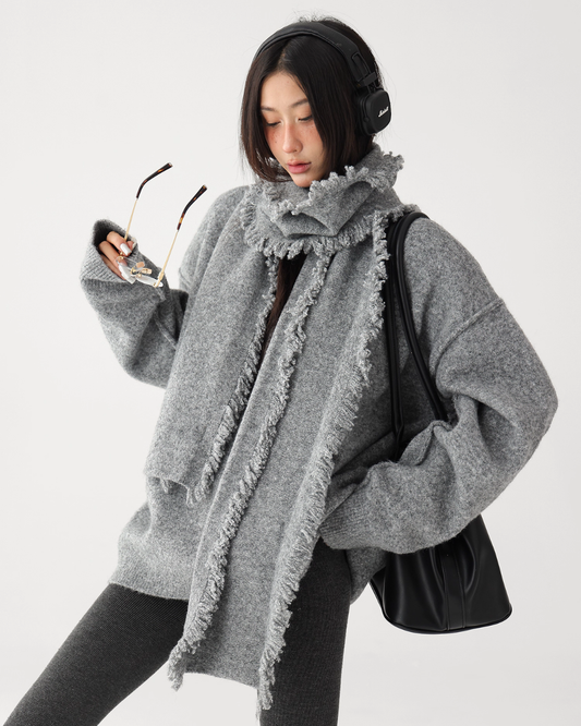 Round-Neck Pullover Knit / Scarf ACS0312
