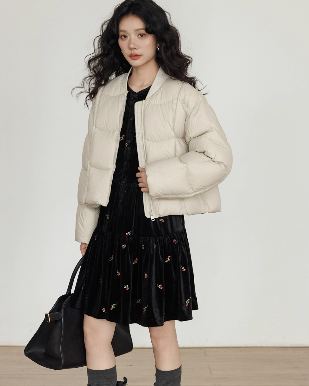 Crew Neck Short Puff Jacket VAS0176