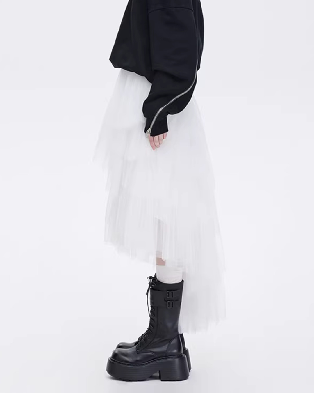 Buckled Irregular Tulle Skirt SHN0006