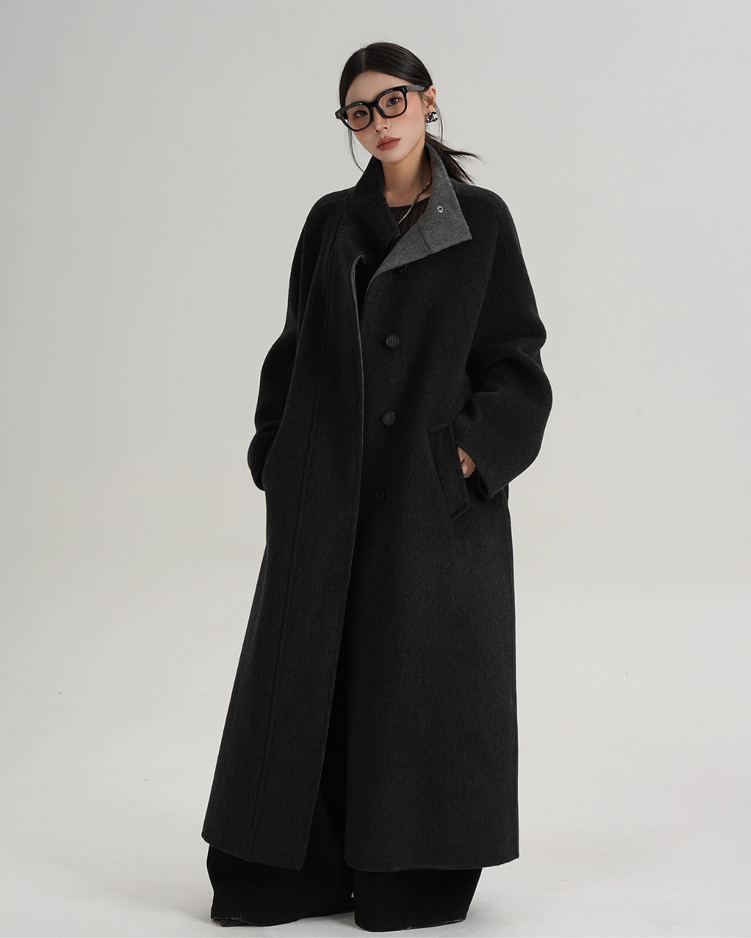 Stand Collar Long Coat SRS0382