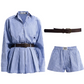 Plaid Pleated Shirt Dress TUW0006