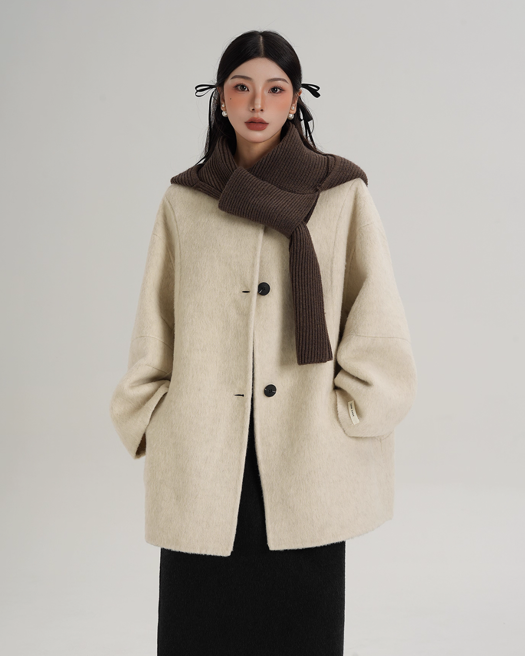 Scarf Design Wool Coat SRS0375