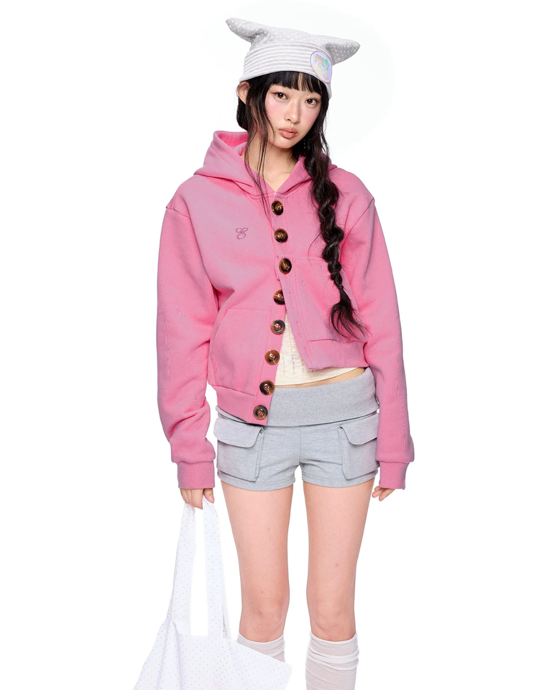 Multi-Button Short Hoodie Cardigan EZK0108