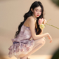 French Purple Frill Dress LAS0021
