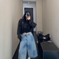 Vintage Short Hood Sweatshirt YLS0915