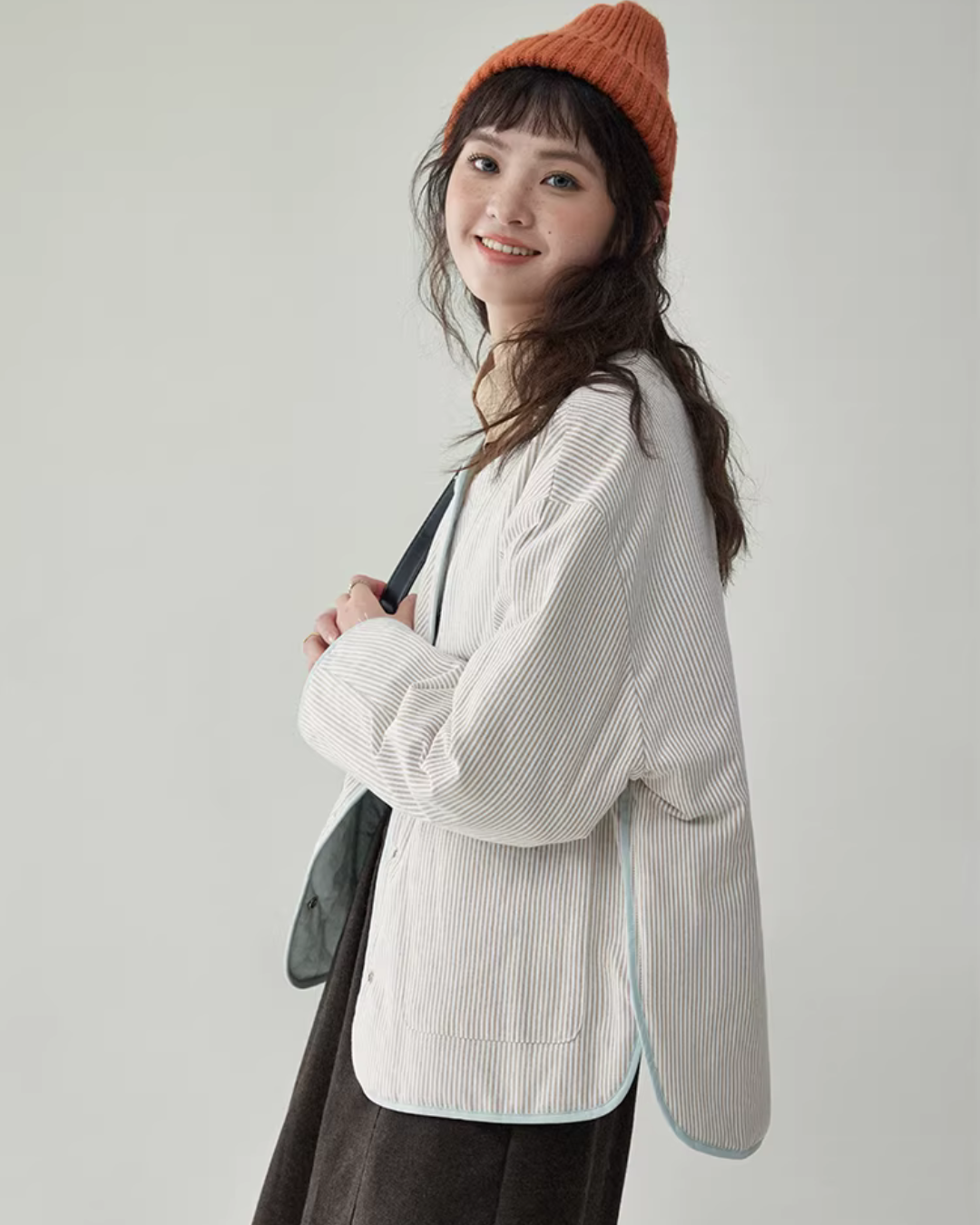 Wave Quilting Collarless Jacket AMU0045