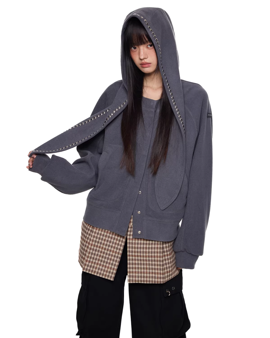 Rabbit Ear Studded Hoodie EZK0098