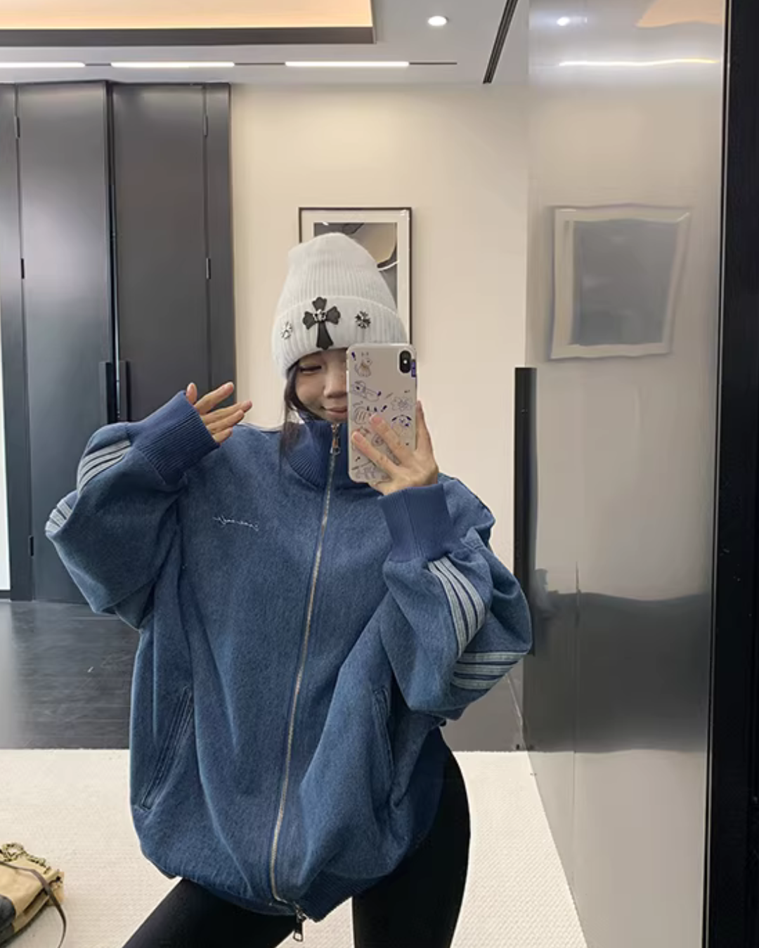 Sideline Denim Track Jacket YLS1017