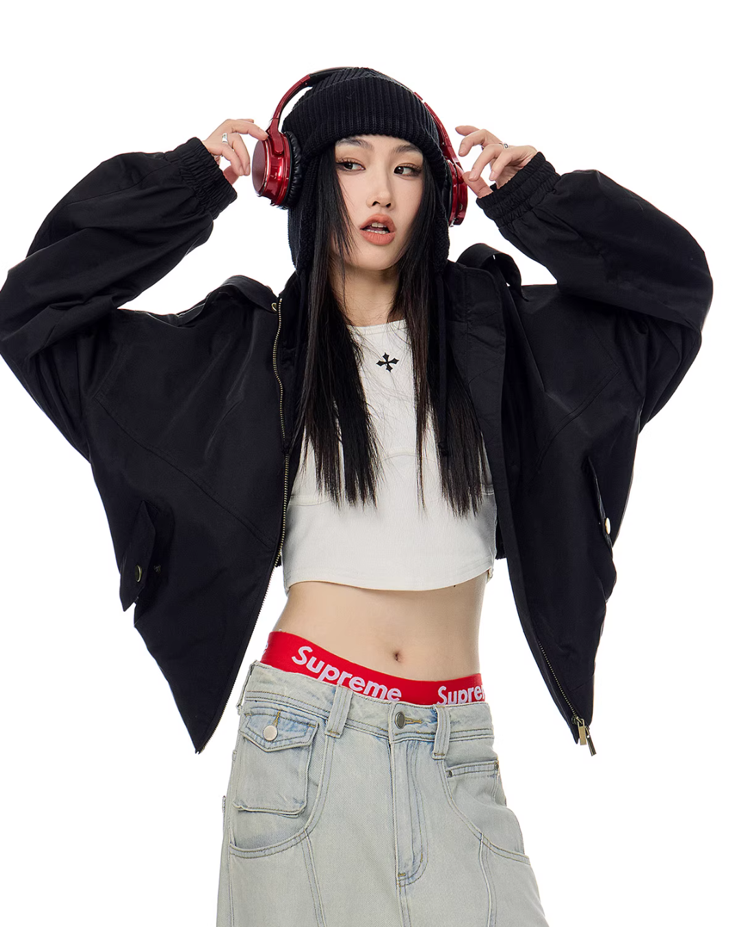 Stand Collar Cropped Jacket ICM0087