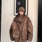 Vintage Leather Faux Fur Jacket YLS1005