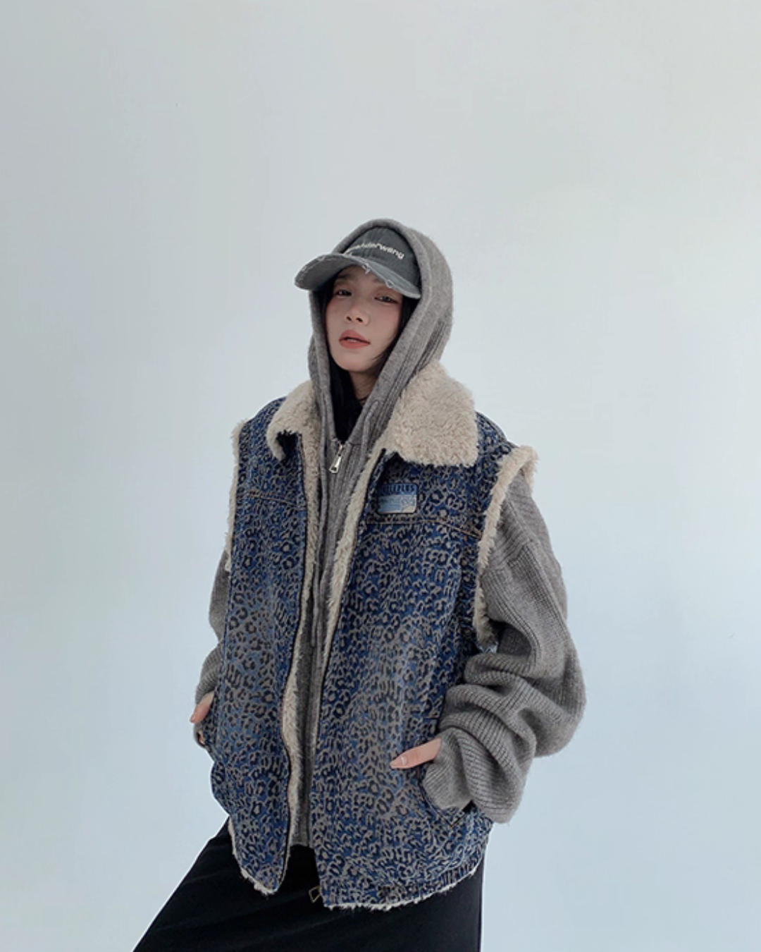 Vintage Denim Sherpa Vest YLS0998