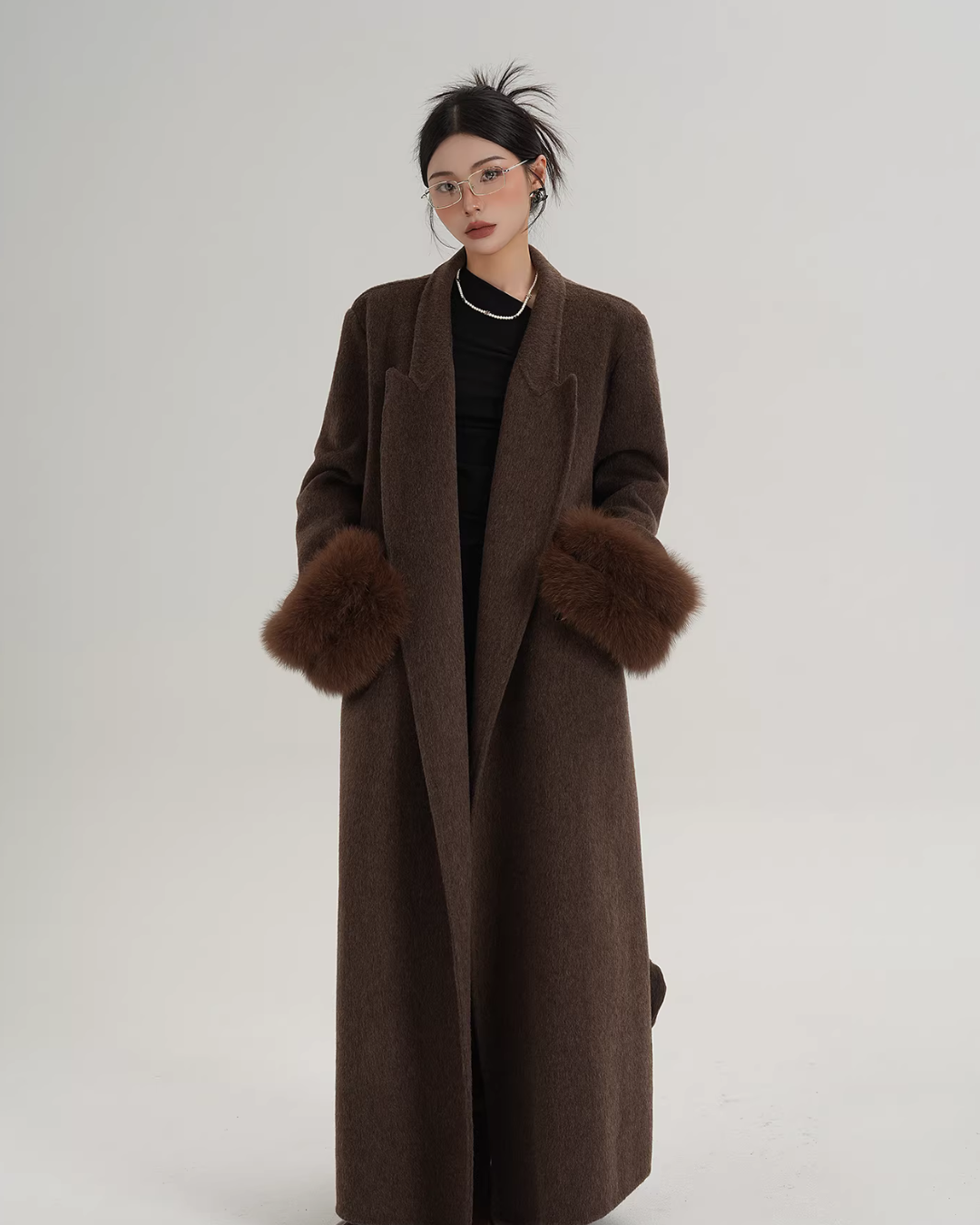 Fur Cuff Long Coat SRS0403