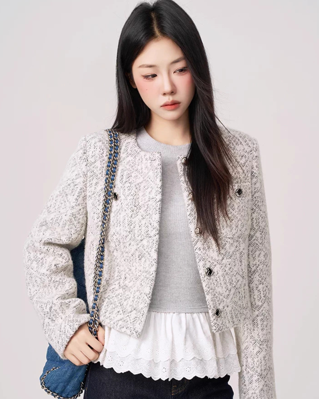 Feminine Short Tweed Jacket WDB0019