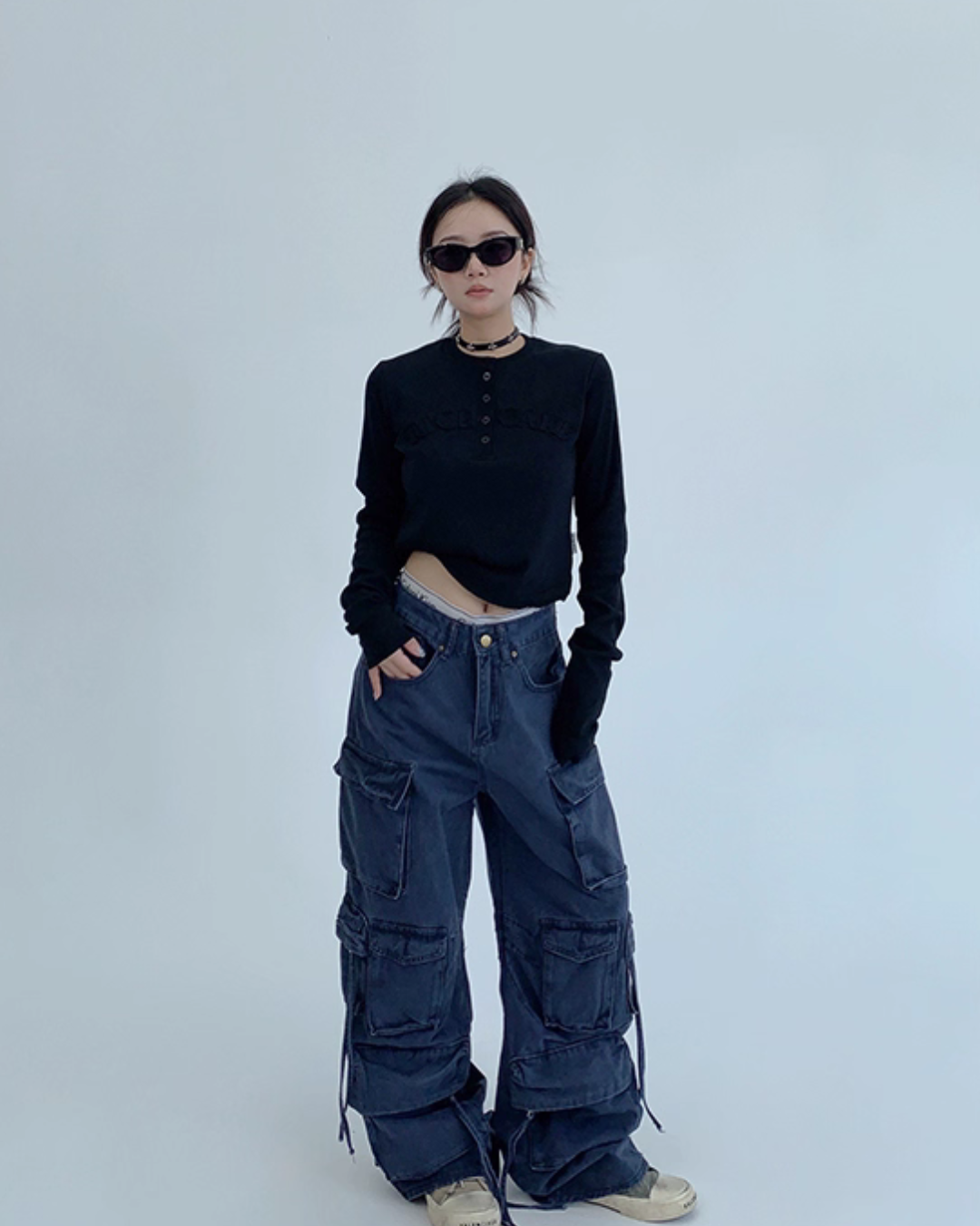Pocket Design Wide Cargo Pants YLS0889