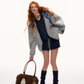 Plaid Patched Hood Jacket / Long Sleeve Top / Denim Pants ASG0048