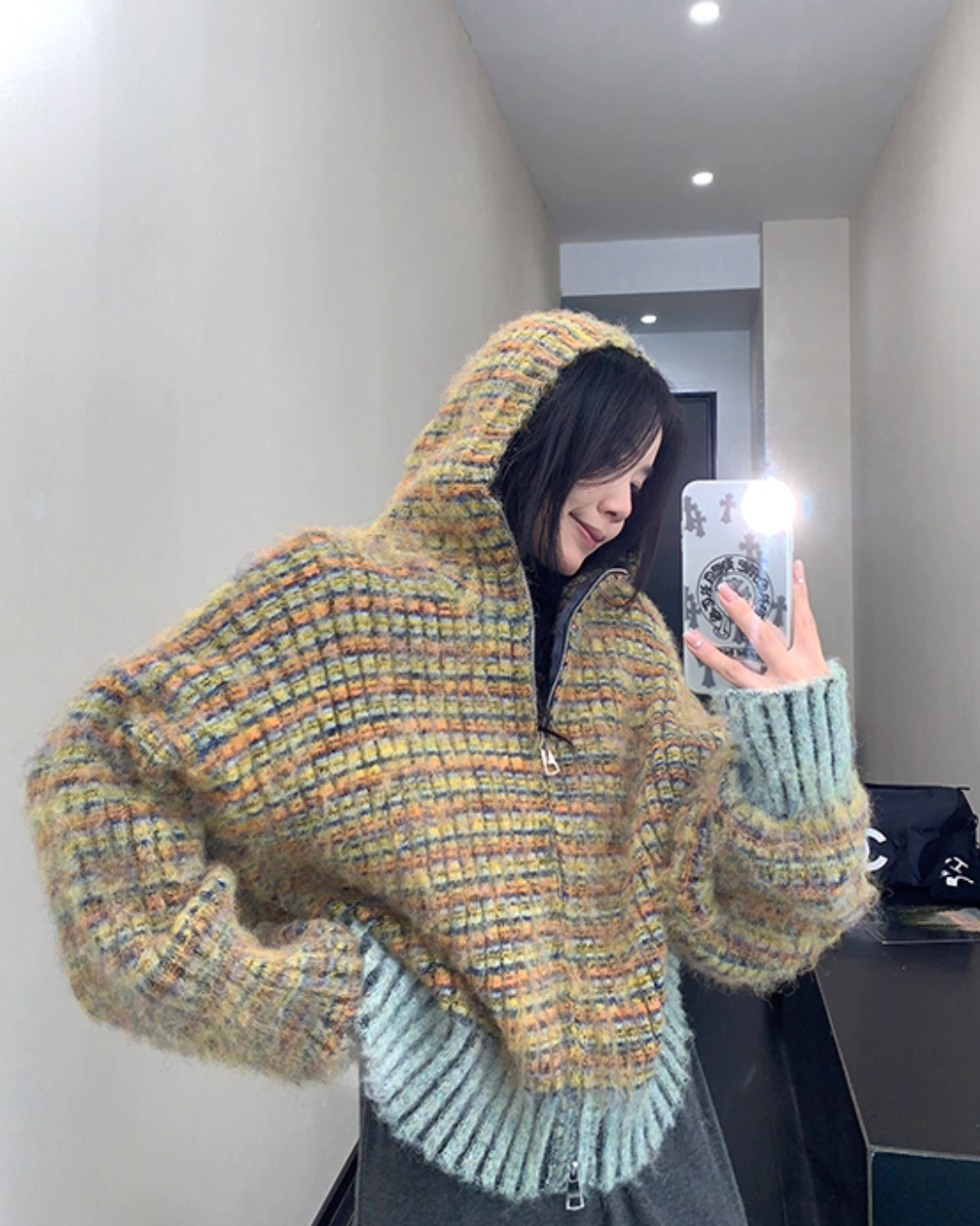 Retro Brushed Knit Hoodie YLS1004