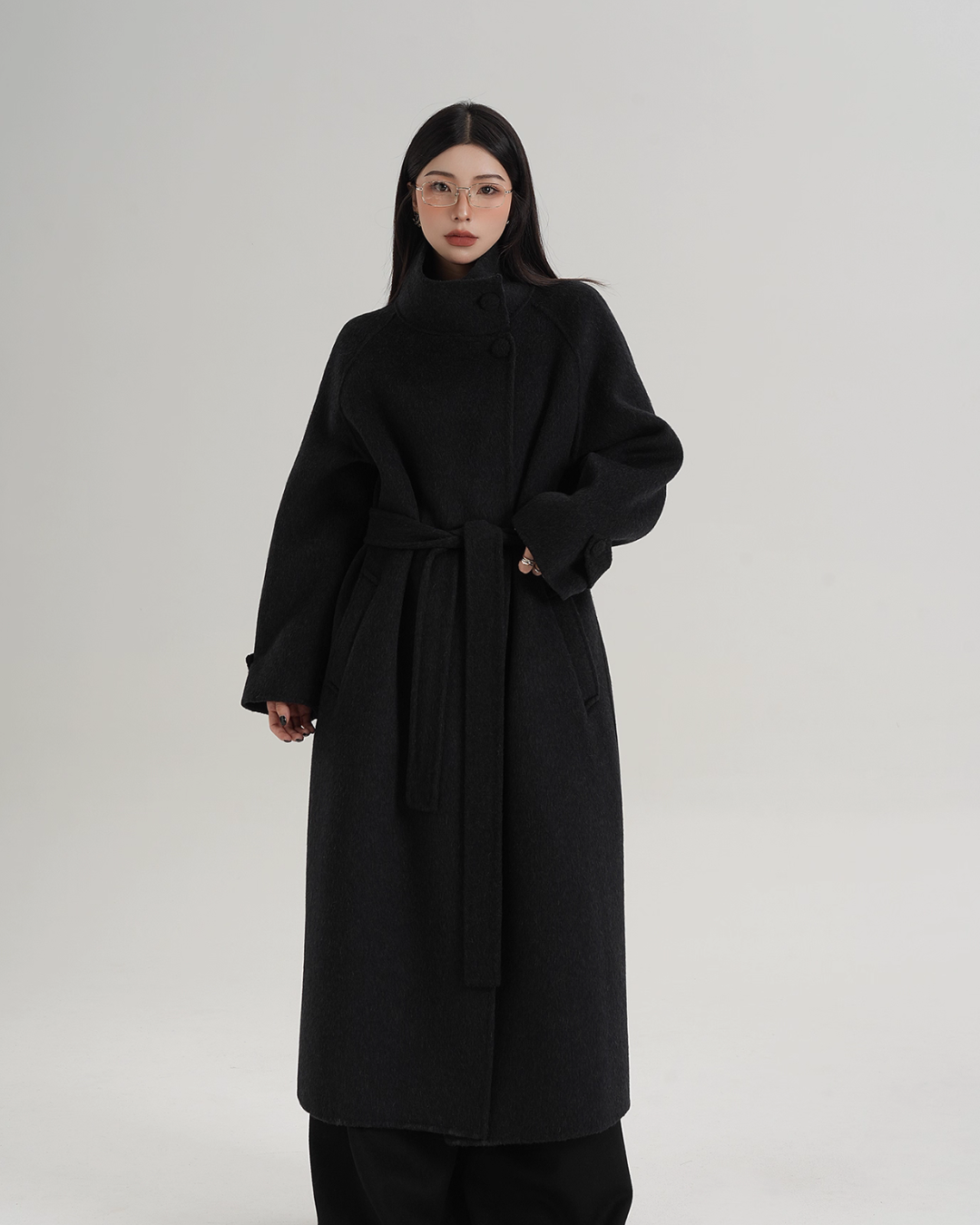 Stand Collar Paid Long Coat SRS0391