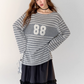Number Logo Long Sleeve Top / Plaid Maxi Skirt  ASG0002