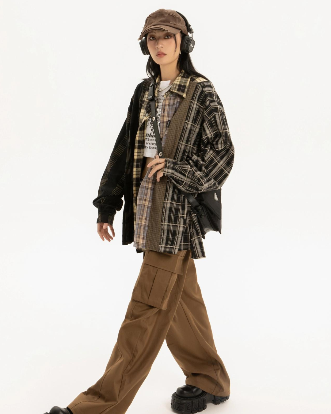 Vintage Plaid Big Shirt EZK0018